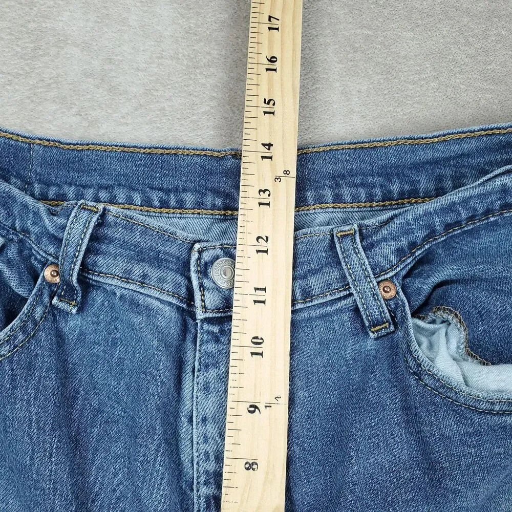 Levis 505 Jeans Mens 36x34 Blue Medium Wash Straight Zip Fly Regular Fit Denim